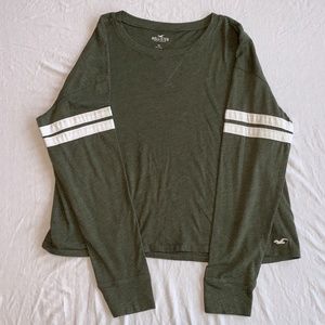 Green Long Sleeve Top w/ White Stripes
